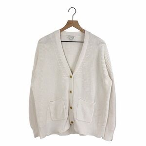 J. Crew V-Neck Cotton Blend Cardigan Sweater Cream Size Medium